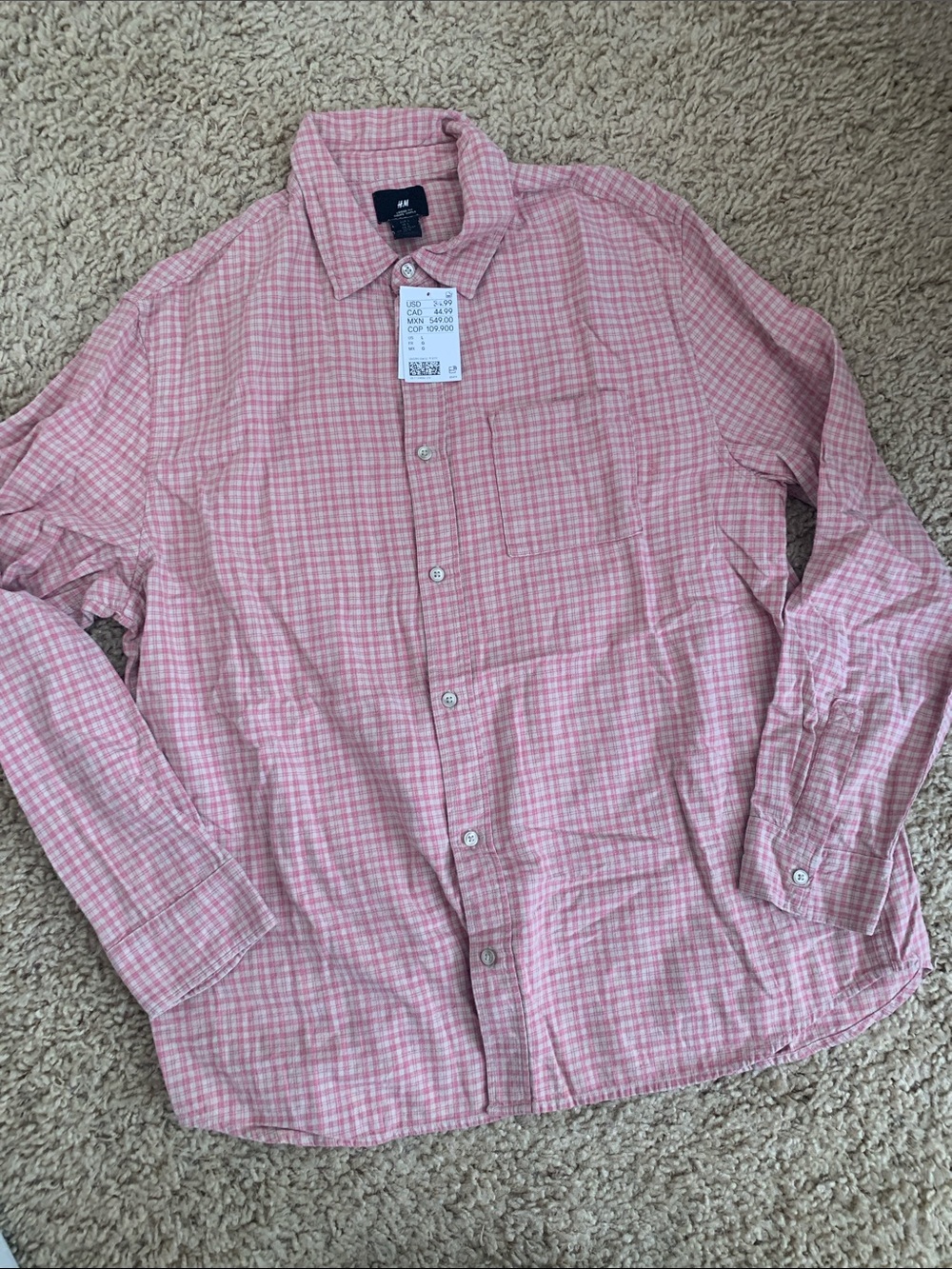NWT H&M Cotton Loose Fit flannel button down shirt